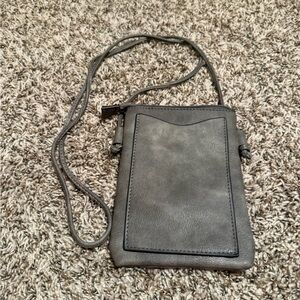 Gray Leather Crossbody Bag